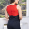 Vestido elegante María rojo con negro | Salomé Perú