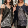Blusa Cecilia azul y negro para mujer | Salomé Perú