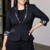 Blazer mujer Alanis color negro con cuello smoking y detalles elegantes