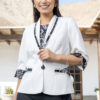 Blazer mujer Alanis color blanco con cuello smoking y detalles elegantes