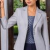 Blazer mujer Mónica plomo plata ideal para oficina y ocasiones especiales