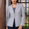 Blazer elegante mujer Mónica color plomo plata con diseño femenino
