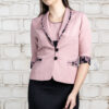 Blazer Alanis con cuello smoking y detalles de tull estampado | Salomé Perú