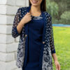 vestido de fiesta azul mujer elegante