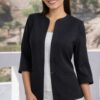 Blazer Geraldine negro para mujer, diseño elegante con costuras decorativas y corte estructurado