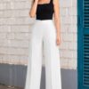 Pantalón palazo mujer Rebeca blanco de lino Prada tiro alto