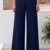 Pantalón palazo mujer Rebeca azul marino de tiro alto