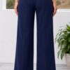 Pantalón palazo mujer Rebeca azul marino en lino Prada tipo sastre