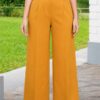 Pantalón palazo mujer Rebeca mostaza tiro alto elegante