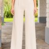 Pantalón palazo mujer Rebeca beige de tiro alto