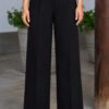 Pantalón palazo mujer Rebeca negro de tiro alto