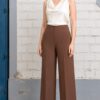 Pantalón palazo mujer Rebeca chocolate de lino Prada