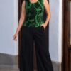 Blusa mujer Betty verde sin mangas elegante