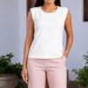Blusa Betty color perla en tela Venecia licrada